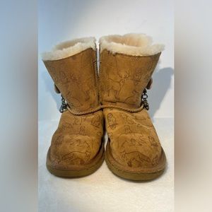 UGG Australia Fauna Animal Print Chestnut Boots Size 1US Girls S/N1007960K